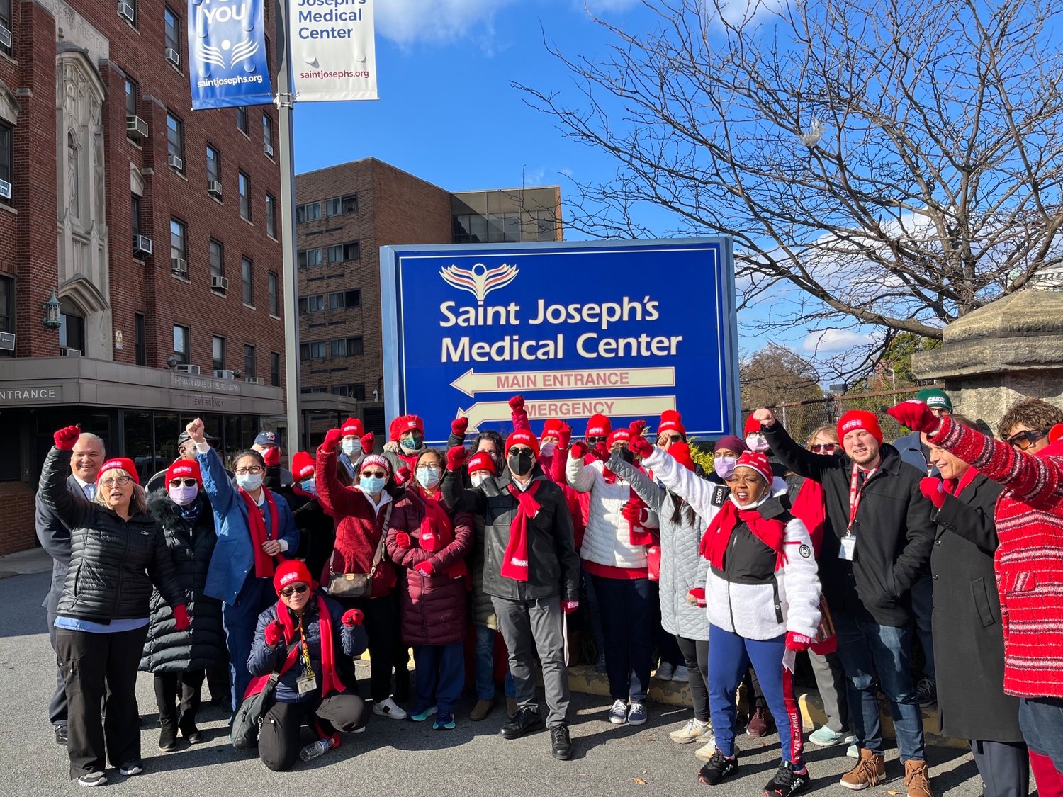 Nurses at St. Joseph's Medical Center have been bargaining for a new contract for three years and rallied Nov. 18 for safe-staffing, particularly in the emergency and ICU units. Nurses at the BronxCare Hospital Center at a rally held a day earlier also called for a contract that includes a plan to retain staff.