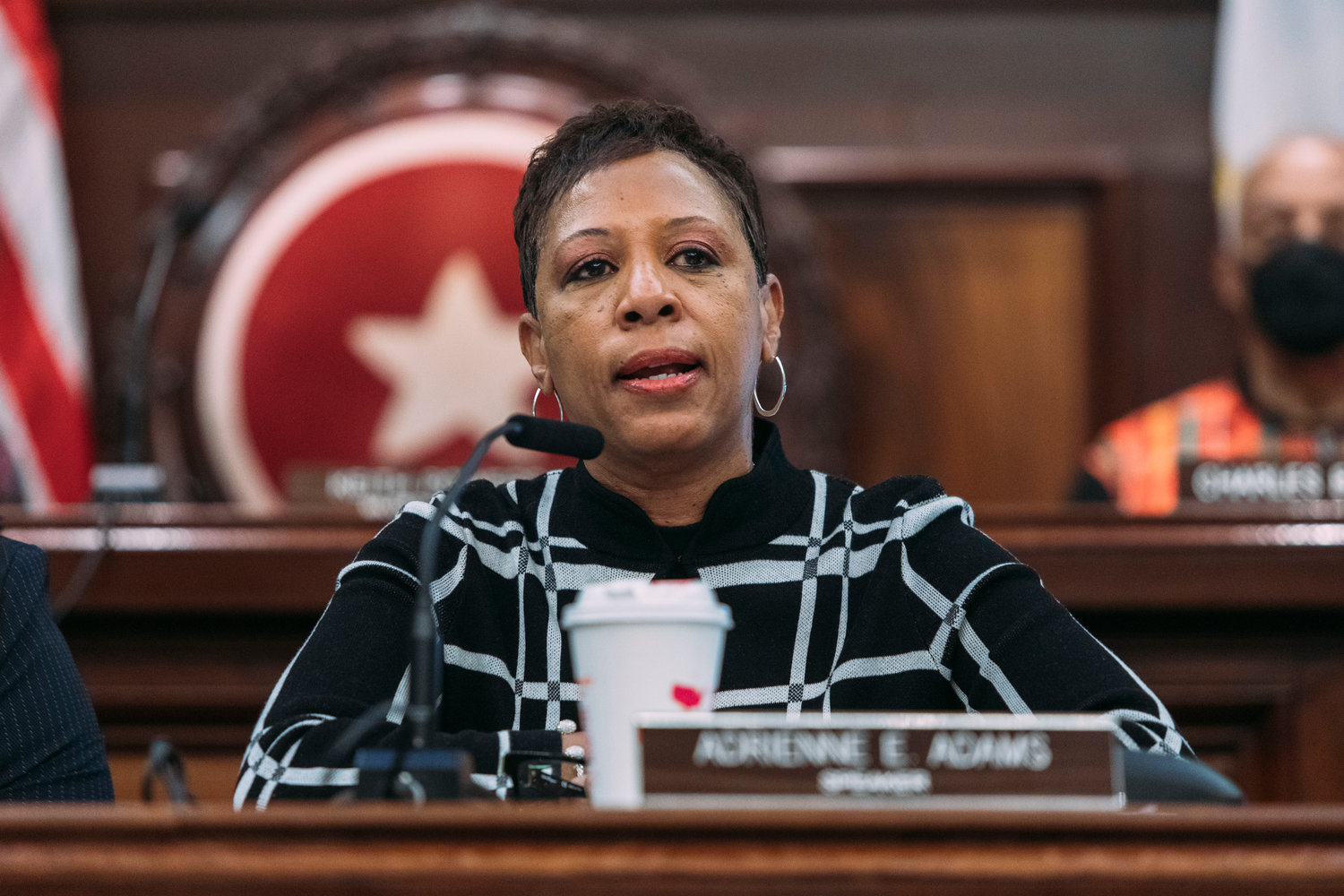 City Council Speaker Adrienne Adams during the Jan. 9 hearing of the Council’s Civil Service and Labor Committee.