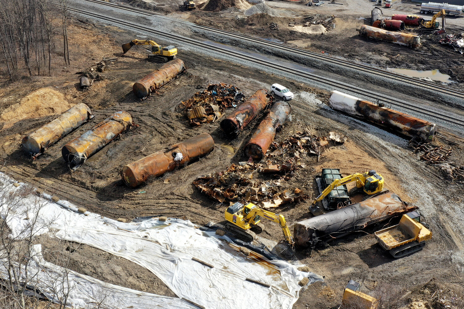 The aftermath of last months Norfolk Southern freight train derailment in East Palestine, Ohio.
