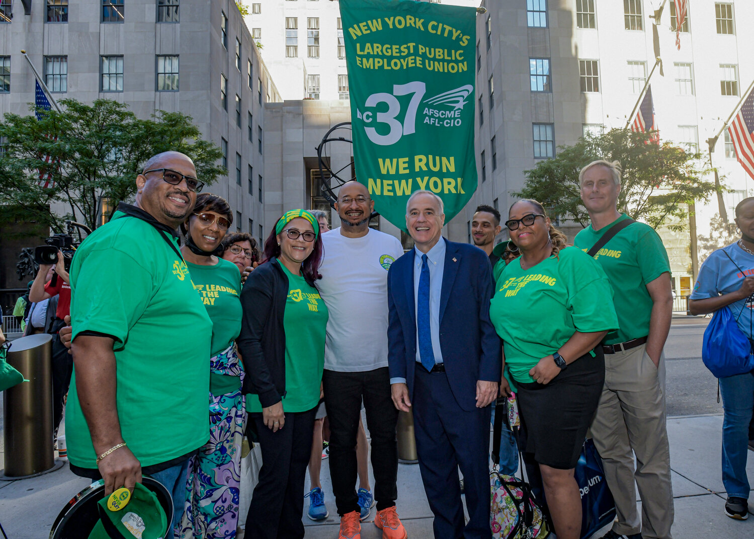 State Comptroller Thomas DiNapoli joined with District Council 37 Executive Director Henry Garrido and union members during the 2022 New York City Central Labor Council's Labor Day Parade. In a recent op-ed, DiNapoli warned that the city's budget gap could grow to as much as $13.8 billion next year, not just because of the migrant crisis, but because of the city's labor agreements, rising overtime spending and a growing number of unfunded programs.
