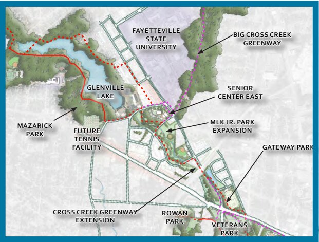 A map of the focus area for the Mazarick Park Neighborhood Connections plan.