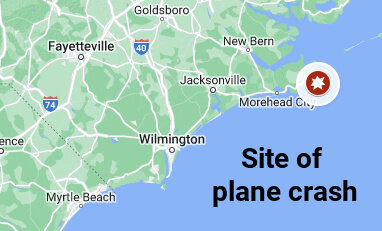 Site of the Feb. 13, 2022, plane crash off the North Carolina Outer Banks that killed eight people.