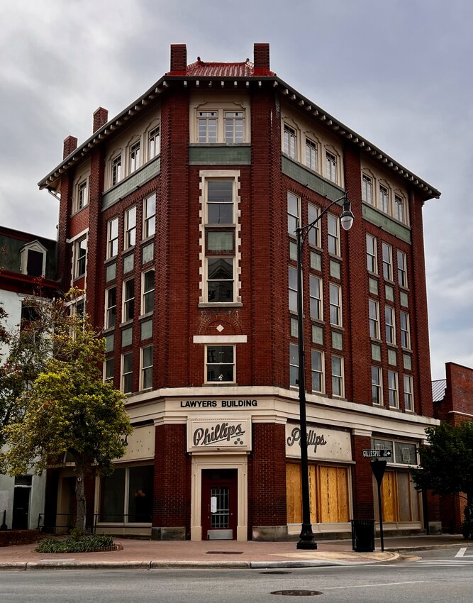 The Lawyers Building in downtown Fayetteville on Tuesday, April 16, 2024. The early 20th-century building is billed as the city's first skyscraper.