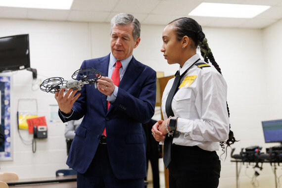 N.C. Gov. Roy Cooper during Coopers visited E.E. Smith High School in in Fayetteville in February. Cooper wants the state to borrow $2.5 billion for new school construction, of which $73.2 million would come to Cumberland County.