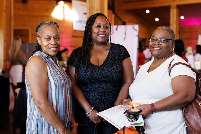 From left, Helen Devone, Yulanda Levy, and Evelyn Keene attend Ladies' Night Out at the Carolina Barn on April 18, 2024. Photo: Tony Wooten