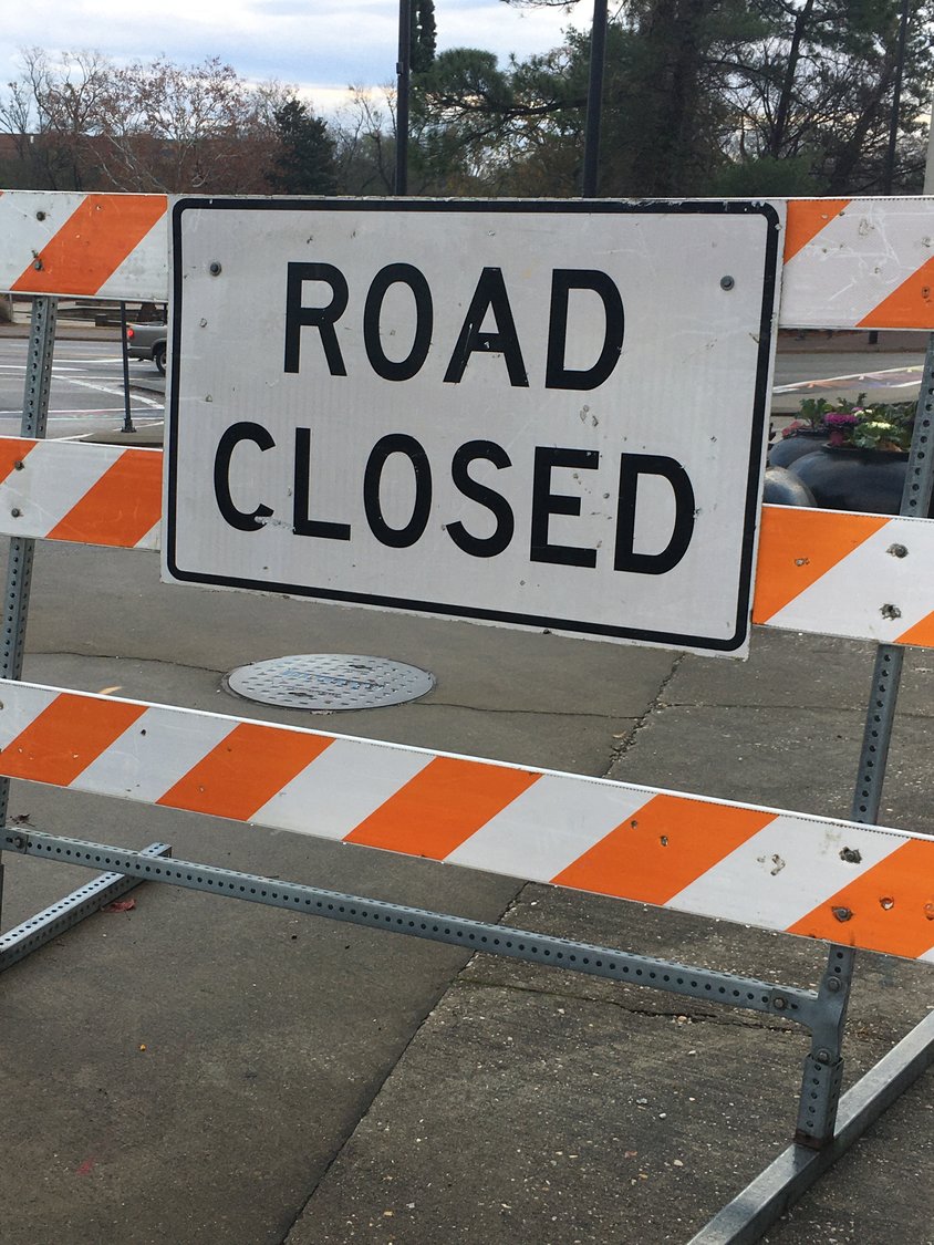 McPherson Church Road between Colinwood Drive and Jura Drive is closed as crews work to repair a ruptured gas line, the Fayetteville Police Department said.
