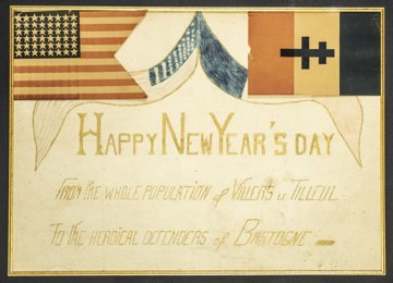 This card was made by local schoolchildren of the village of Villers le Tilleul and was presented to the 101st Airborne Division for New Year's Day.