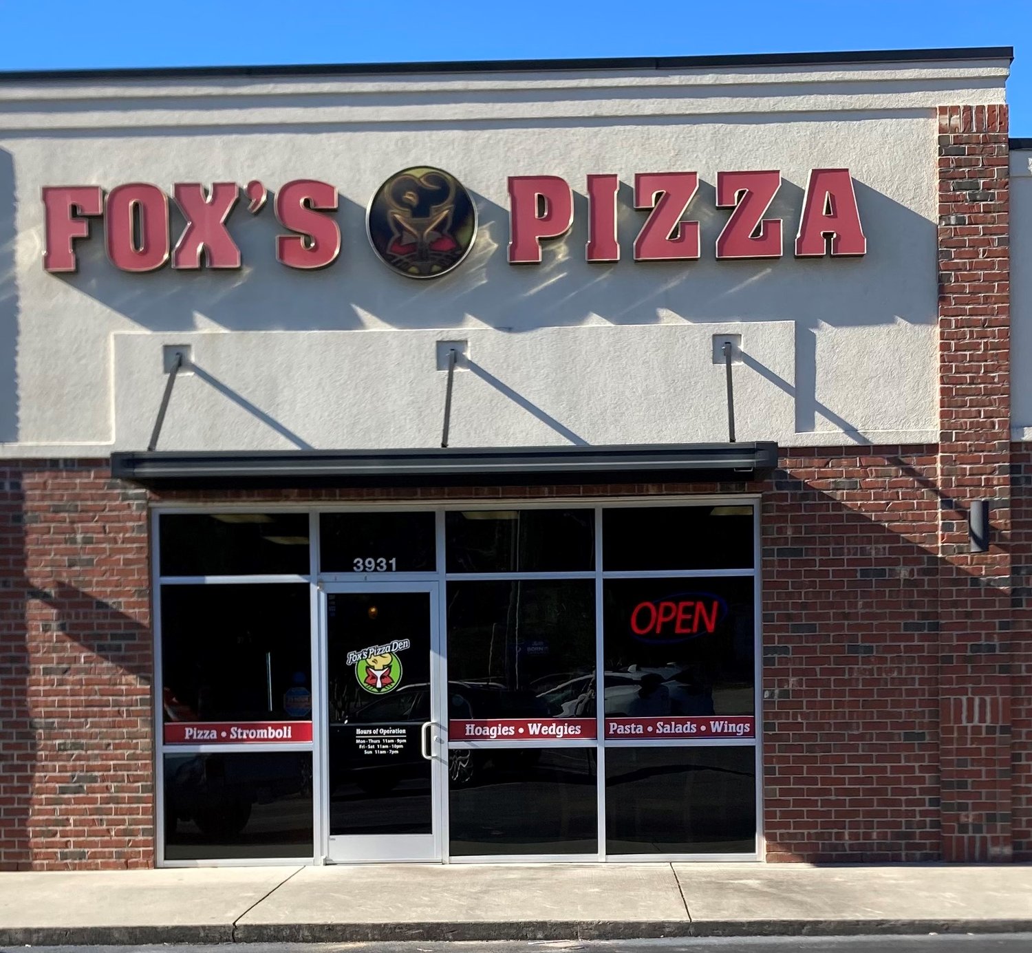 Fox’s Pizza Den is located at 3941 Dunn Road in Eastover.