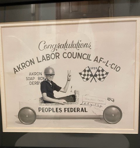 A photo of Warren Hahn at the Akron Soap Box Derby in 1959.