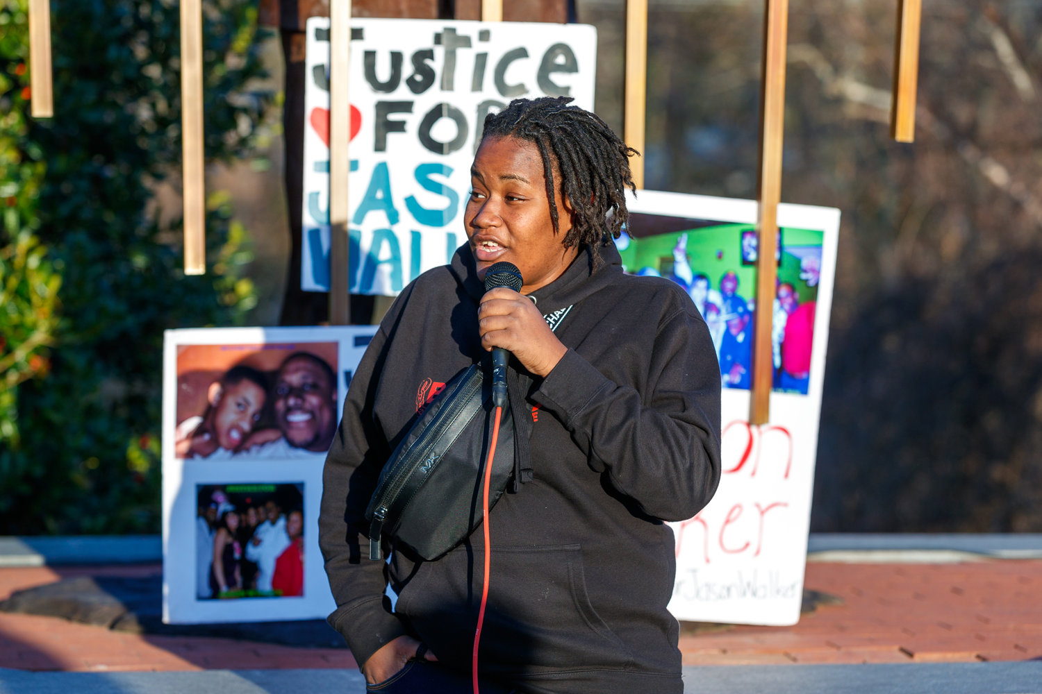 Activist Myah Warren addresses the crowd Monday of the Martin Luther King Jr. Memorial Park.