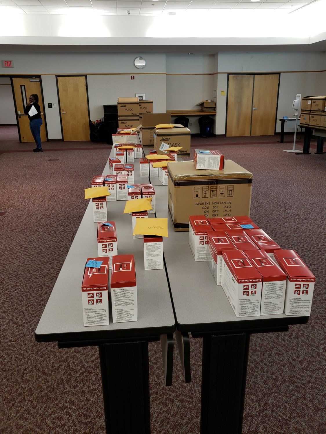 Free N95 masks will be distributed at the Cumberland County Health Department starting today. The department is at 1235 Ramsey St. Pictured are masks the county received for distribution in January.