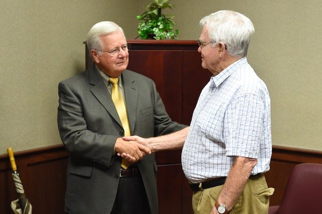 Dr. Larry Keen, left, and Harry Shaw remained the best of friends after Shaw’s retirement from the Fayetteville Technical Community College Board Of Trustees.