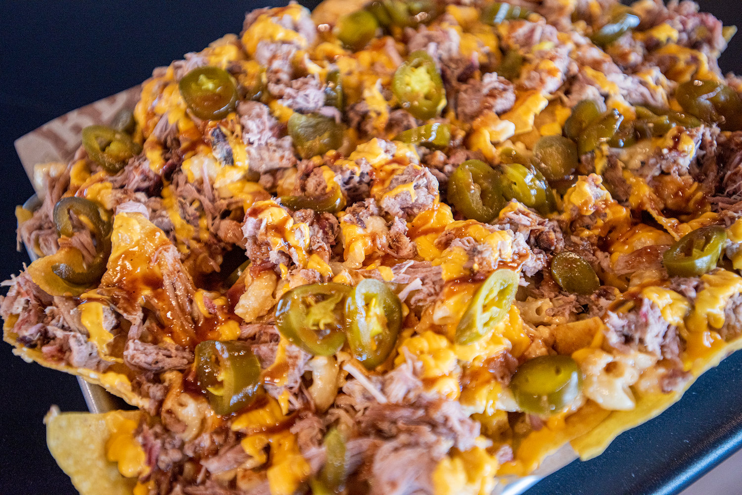 Low and Slow Smokehouse’s barbecue loaded nachos.