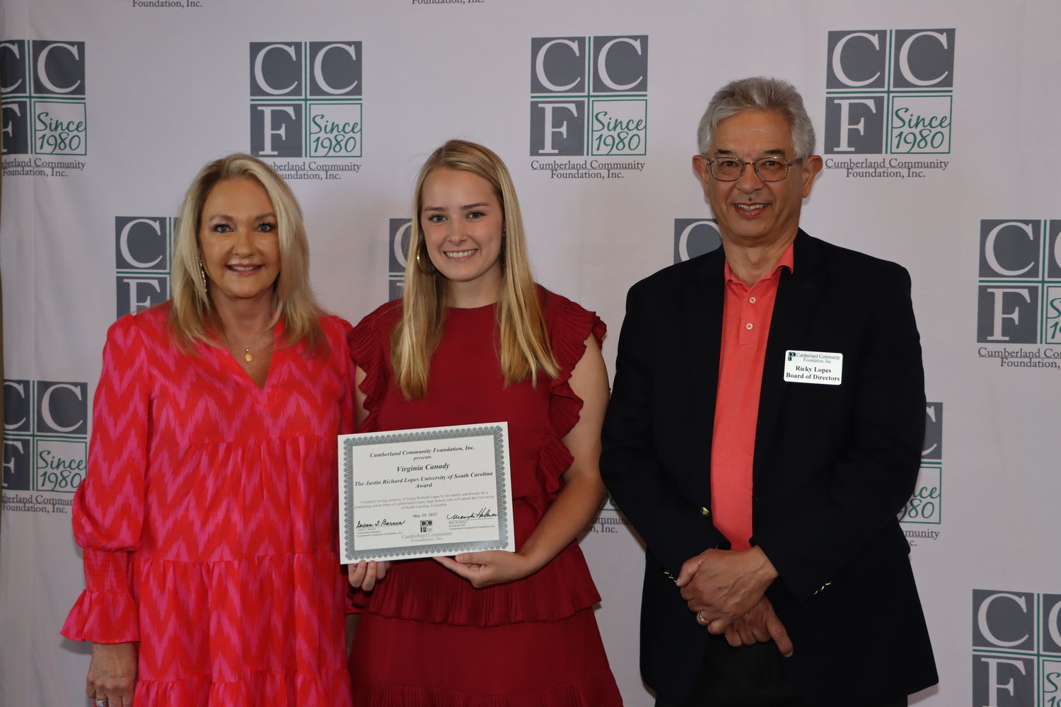 Virginia Canady, a senior at Terry Sanford High School, received the Linda Lee Allen Home Builders Scholarship and The Justin Richard Lopes University of South Carolina Award. Cumberland Community Foundation announced $765,375 in scholarship awards during a reception Thursday at Cape Fear Botanical Garden.