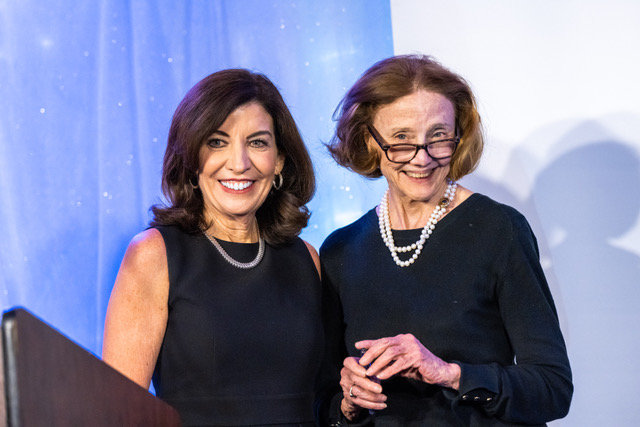 New York Gov. Kathy Hochul, left, with Isabelle Dee Wedemeyer at the annual Legislative Correspondents Association Show on May 24 in Albany, where Wedemeyer was selected to introduce Hochul.