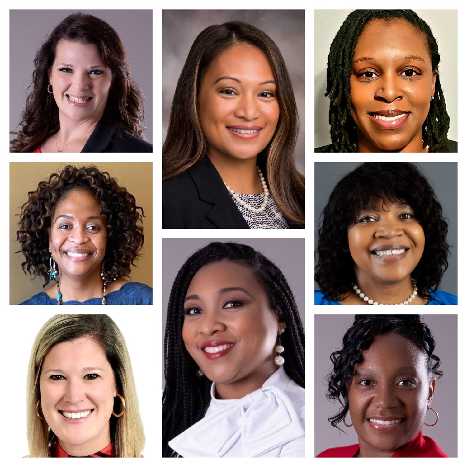 Eight new principals were approved for the 2022-23 school year by the Cumberland County Board of Education. They are, from top left: Casey Yates, Brentwood Elementary; Catherine Graham-Johnson, E.E. Miller Elementary; Tiffany Eakins, Elizabeth Cashwell Elementary; Ayanna Richard, Howard Learning Academy; Waylinda Adams, Ponderosa Elementar; Elizabeth Blue, Raleigh Road Elementary; Queesha Tillman, Seventy-First Classical Middle; and Anita McLalaughlin, Sunnyside Elementary.