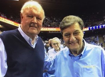 Joe Quigg and Lennie Rosenbluth at the Dean E. Smith Center in Chapel Hill.