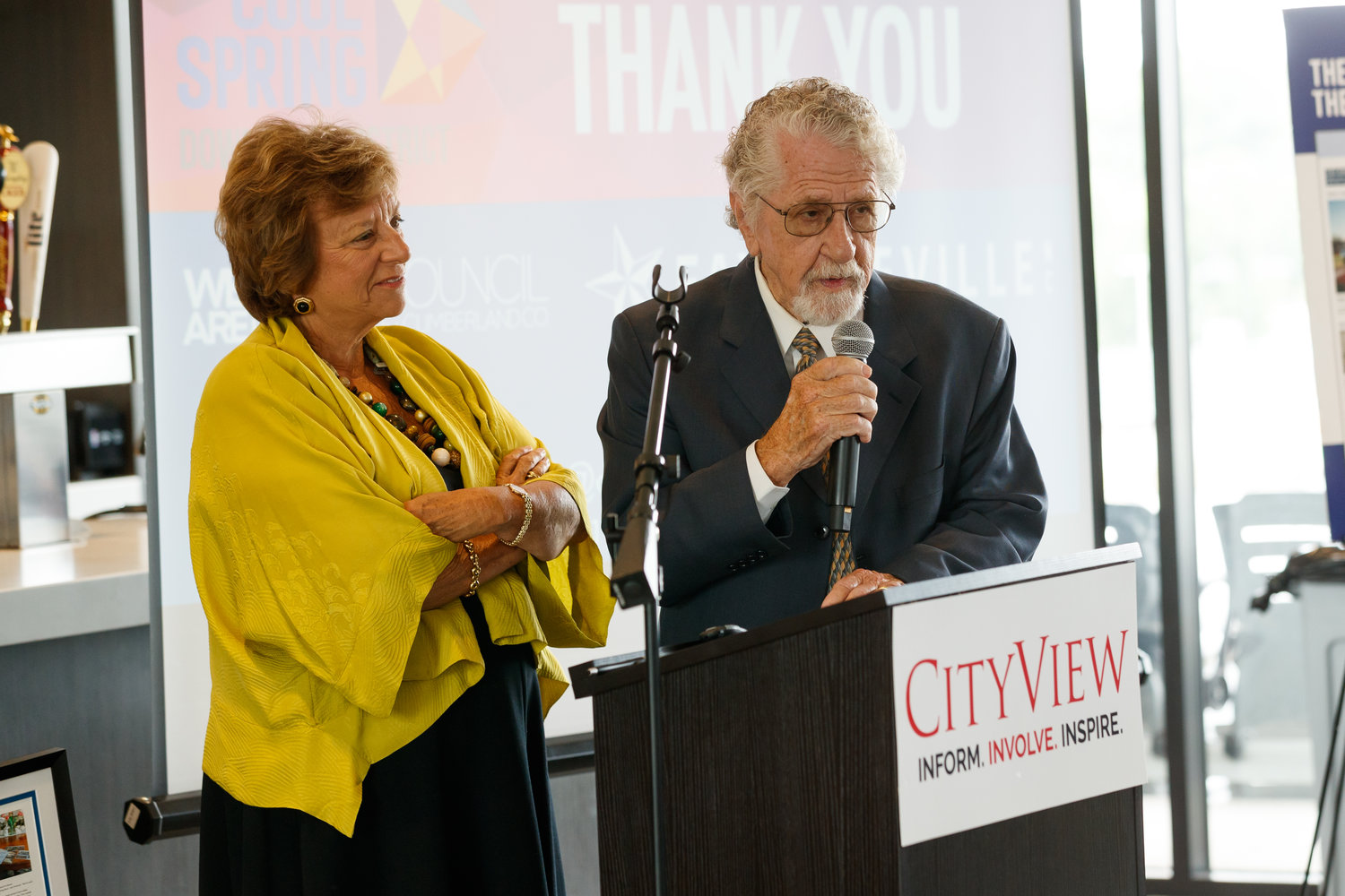 Menno Pennink addresses attendees after being recognized as one of the 2022 CityView Downtown Visionaries during a luncheon Wednesday at Segra Stadium. Pennink, a Fayetteville businessman, was a supporter of downtown long before others shared his vision.