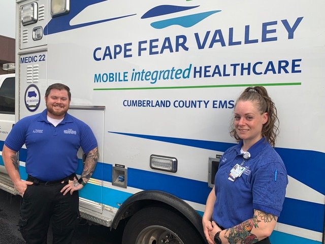 Jack Thompson, a paramedic and field training officer, and EMT Tina Ray prepare for another shift Friday at the Cumberland County EMS headquarters on Gillespie Street.
