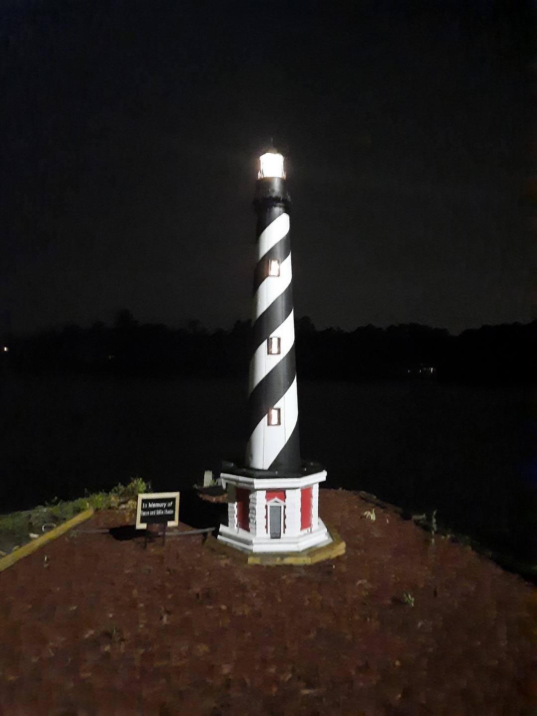 The lighthouse at night.