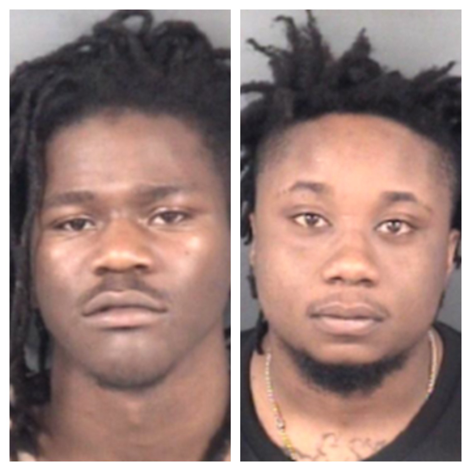 Jahrehl Malloy, left, and Nyhgil Kirk are charged with attempted murder in the shooting of a man outside Cross Creek Mall on Thursday.