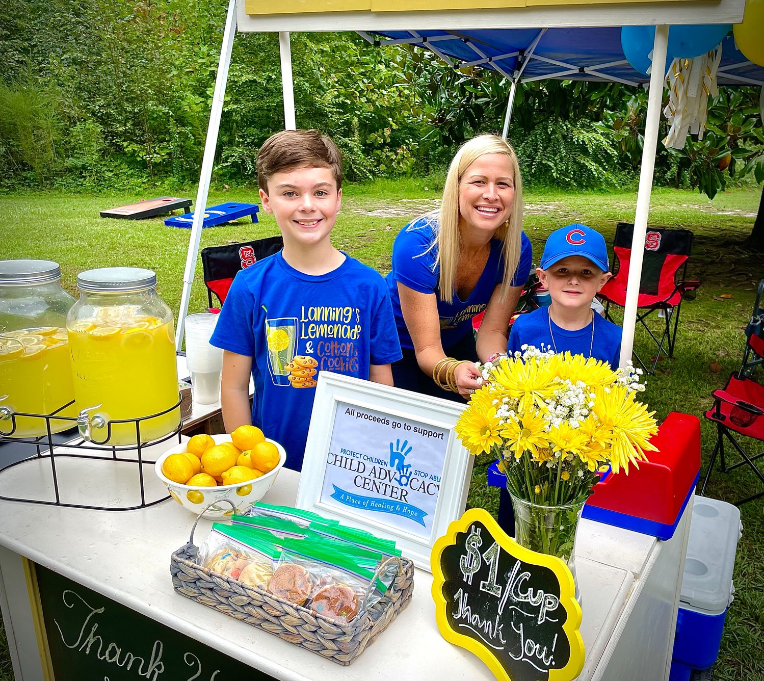Lanning Kistler, left, Jennifer Walters and Colton Walters. The brothers raised more than $4,500 for the Child Advocacy Center with their Lanning's Lemonade & Colton's Cookies fundraiser on Aug. 20.