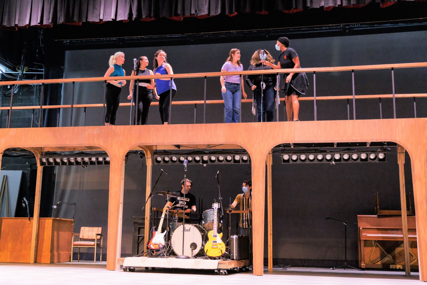 The cast of Cape Fear Regional Theatre's "Buddy: The Buddy Holly Story" rehearses.
