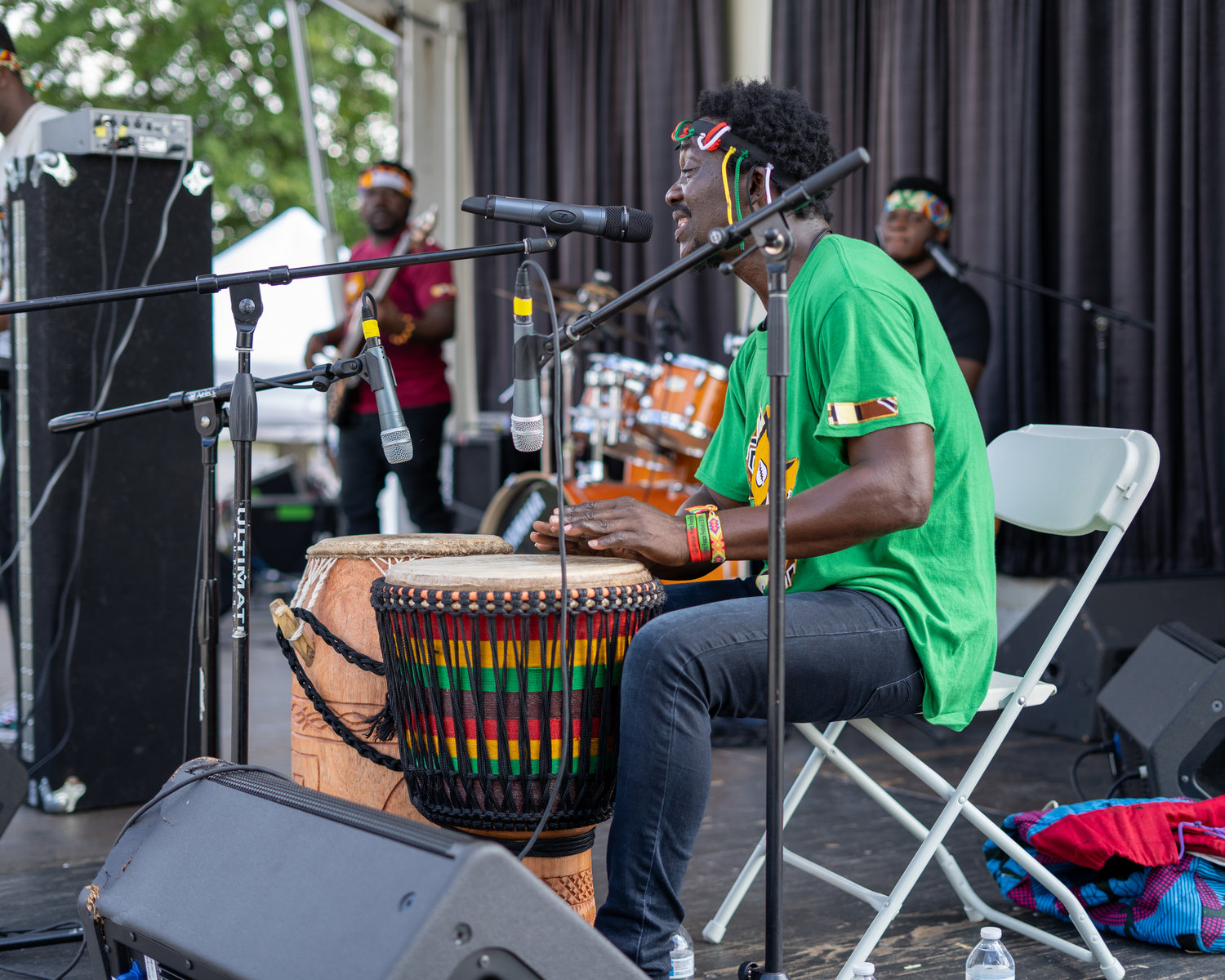 The African Crusaders drummer performs.