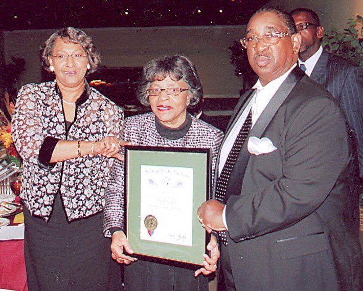 Wilson Lacy with Lula Crenshaw and state Rep. Mary McAllister when Mr. Lacy was awarded the Order of the Longleaf Pine in 2007.