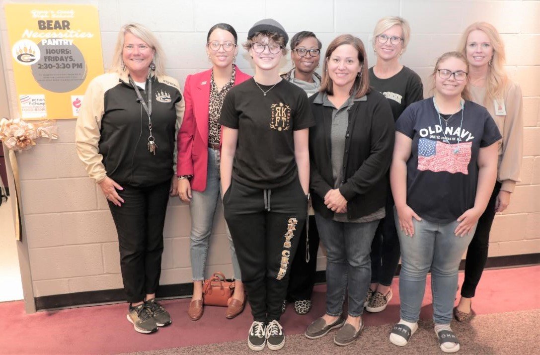 Students played a big role in relaunching Gray’s Creek High School 's 'Bear Necessities' food pantry, according to school staff members.