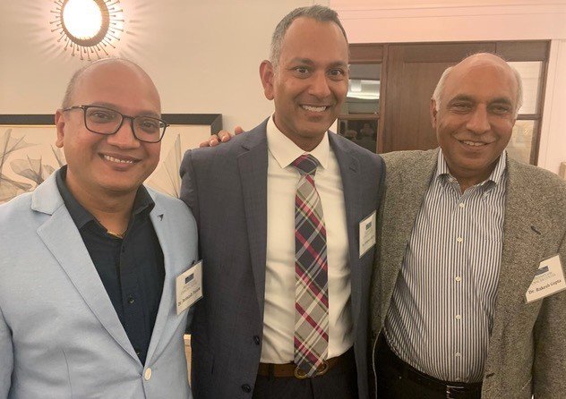 From left, Drs. Avinash Pasam, Abhijeet Bhirud and Rakesh Gupta attend the Irene Thompson Byrd Cancer Care Endowment benefit held Oct. 8. Pasam is a medical oncologist at Health Pavilion North. Bhirud is medical director for radiation oncology at CFVH. Gupta is a retired  gastroenterologist and former chief of  medicine at CFVH.