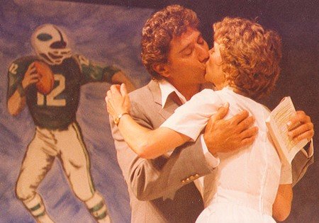Bo Thorp gets an onstage kiss from football star turned actor Joe Namath, one of many famous performers to appear on the Cape Fear Regional Theatre stage.
