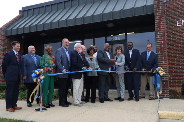 Members of the Cumberland County Board of Commissioners and county staff cut the ribbon for the new 911 emergency operations center.