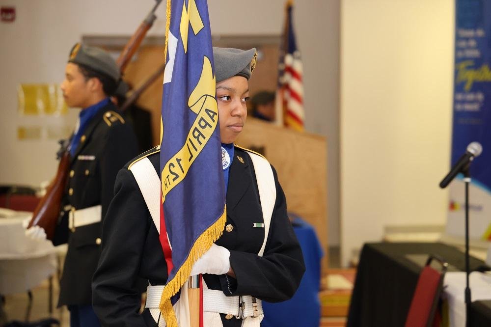 Westover High School JROTC cadets present the colors at Thursday night’s Veterans Day program ﻿at the Educational Resource Center.