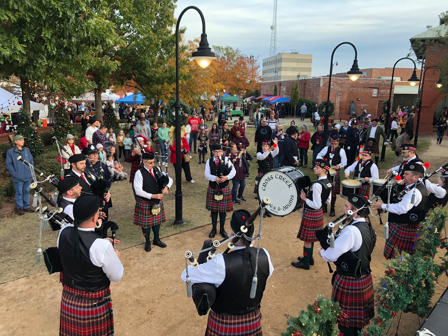 Queen Victoria was quite fond of the Scots, so it was most fitting that the Cross Creek Pipes and Drums performed for her. They include eight pipers and six drummers.