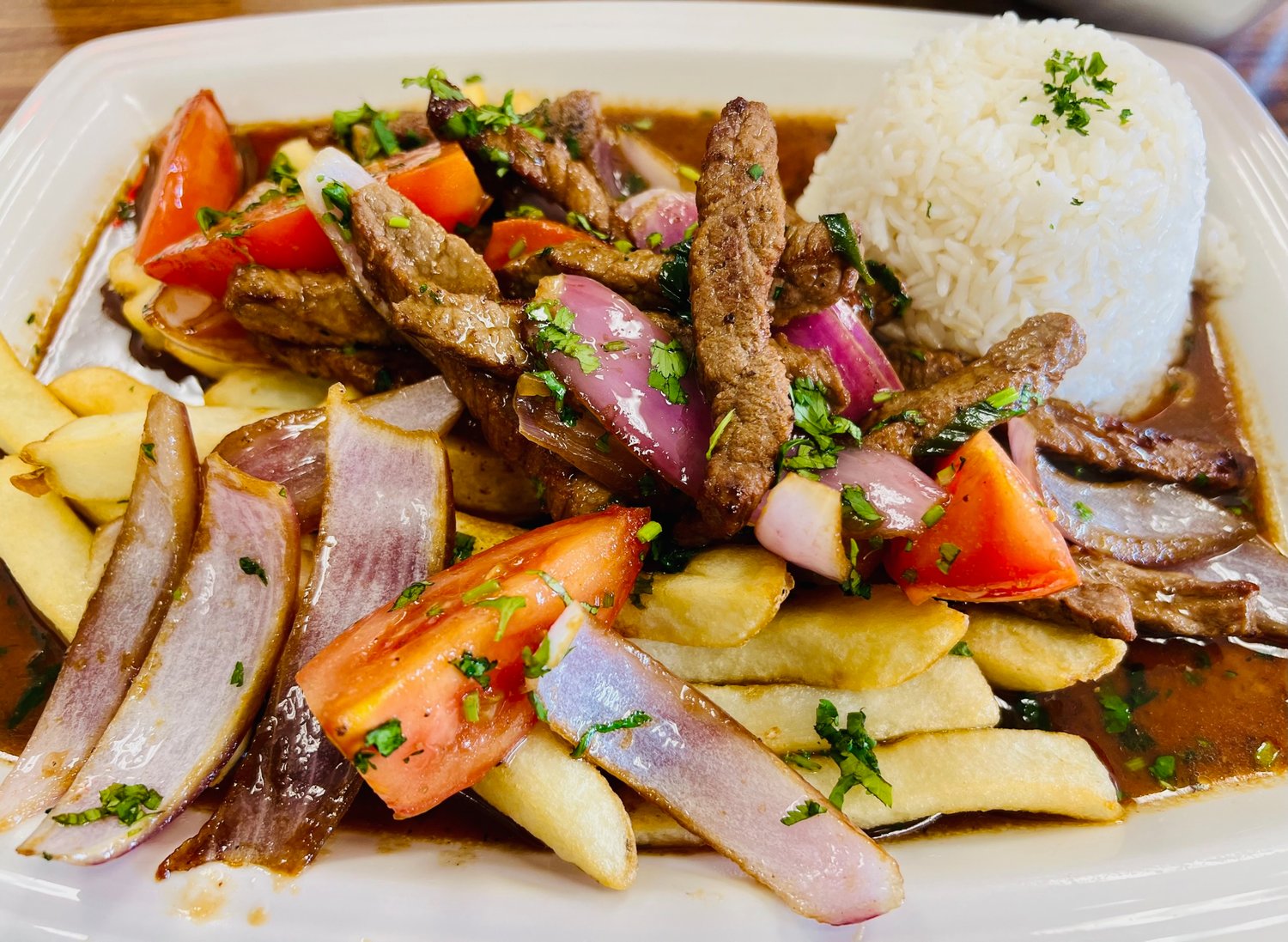 Lomo Saltado is one of several authentic Peruvian dishes made to order at Gabriella’s.