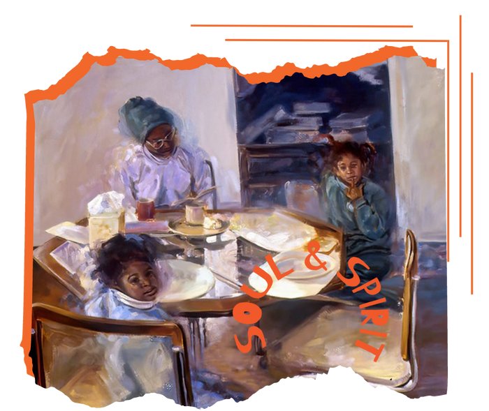 Works by Tyrone Jeter, including 'The Breakfast Table,' an oil on paper,are part of the 'Soul & Spirit: Celebrating Black Joy' national juried art exhibition at the Arts Council of Fayetteville-Cumberland County.