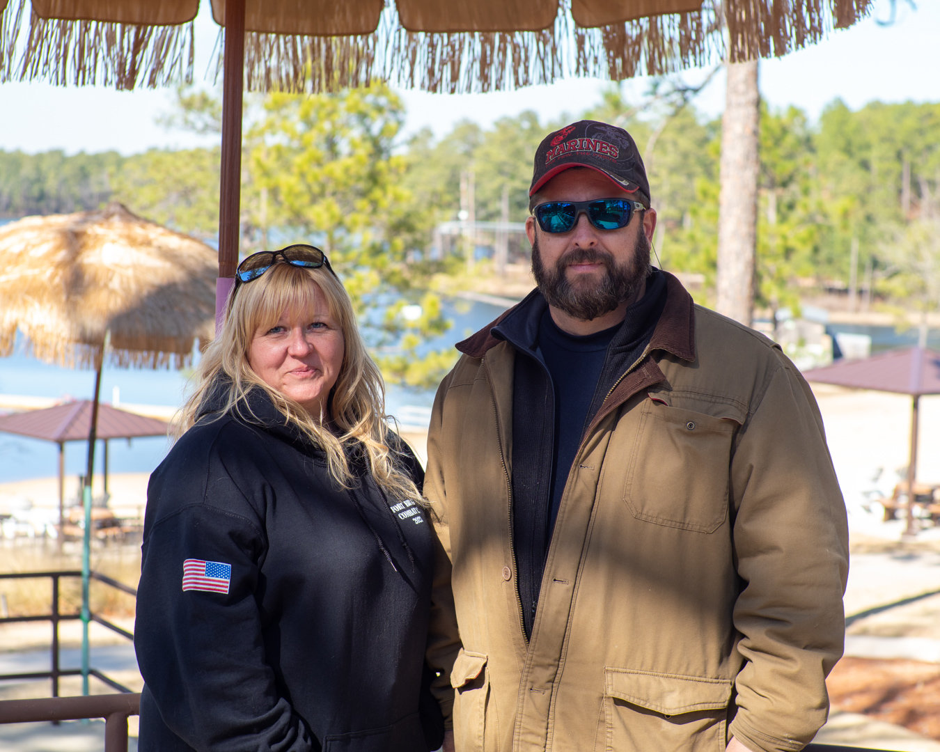 Susanne Thaler and Mike Dermone enjoy the Fort Bragg Polar Bear Plunge at Smith Lake.
