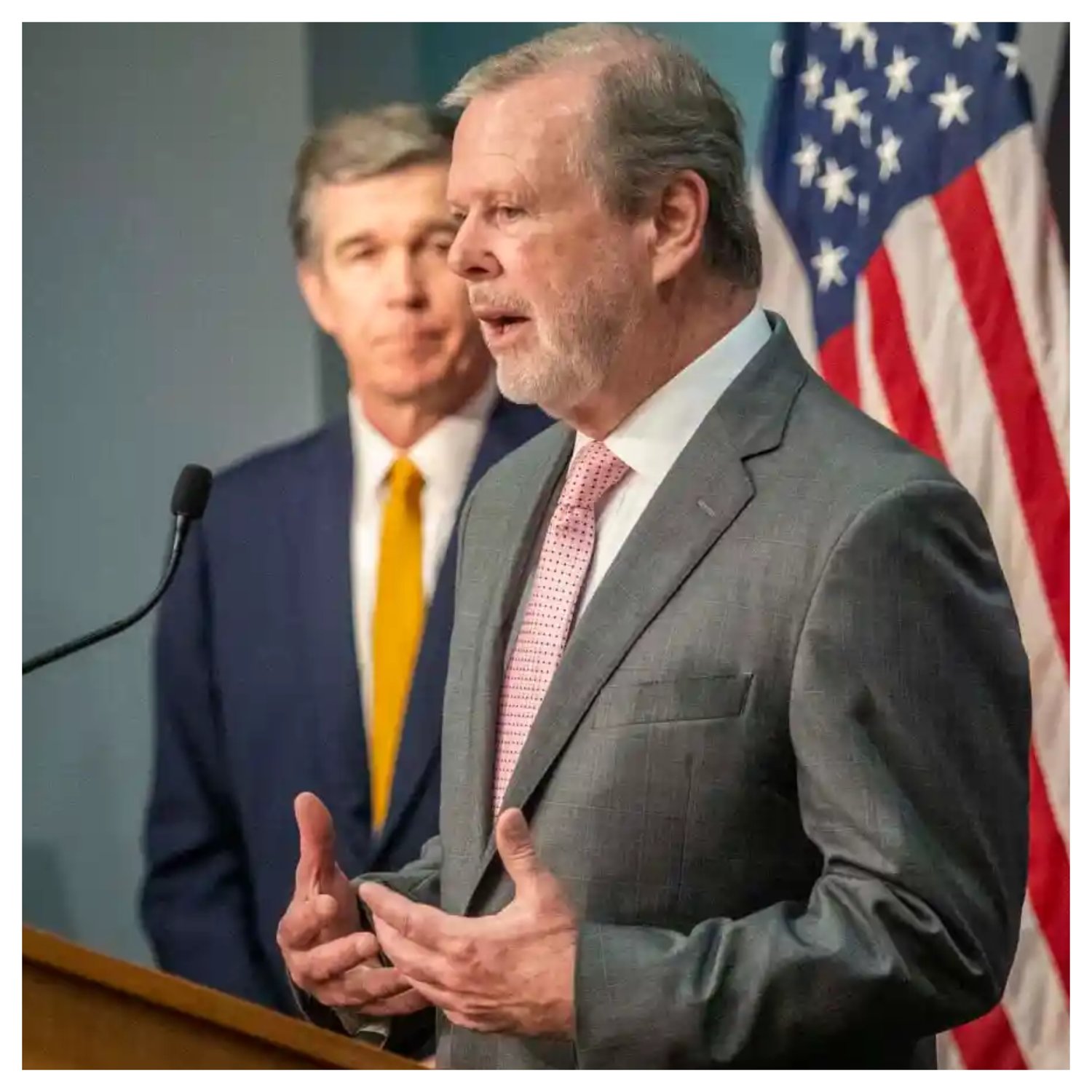 State Senate leader Phil Berger, left, and House Speaker Tim Moore, not pictured, have announced an agreement to expand Medicare in North Carolina. Gov. Roy Cooper, left, has said he wants to review the details in the legislation.