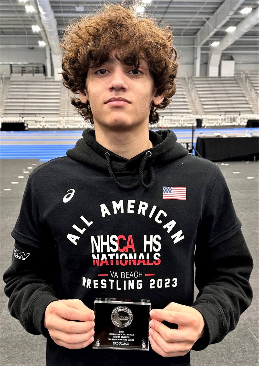 Samuel Aponte of Cape Fear High School was recognized as an All American wrestler at the National High School Coaches Association wrestling tournament in Virginia Beach, Virginia.