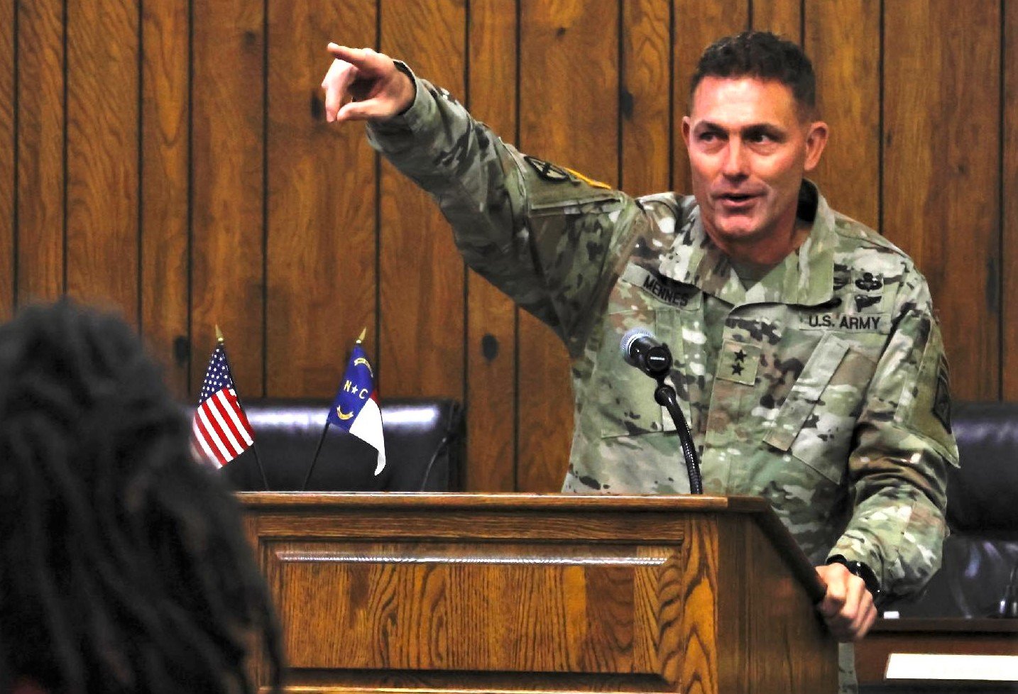 Maj. Gen. Brian Mennes, deputy commanding general of the 18th Airborne Corps, told the Mayors Coalition that Fort Bragg is part of the community. He also explained the process of choosing Fort Liberty as the post’s new name.