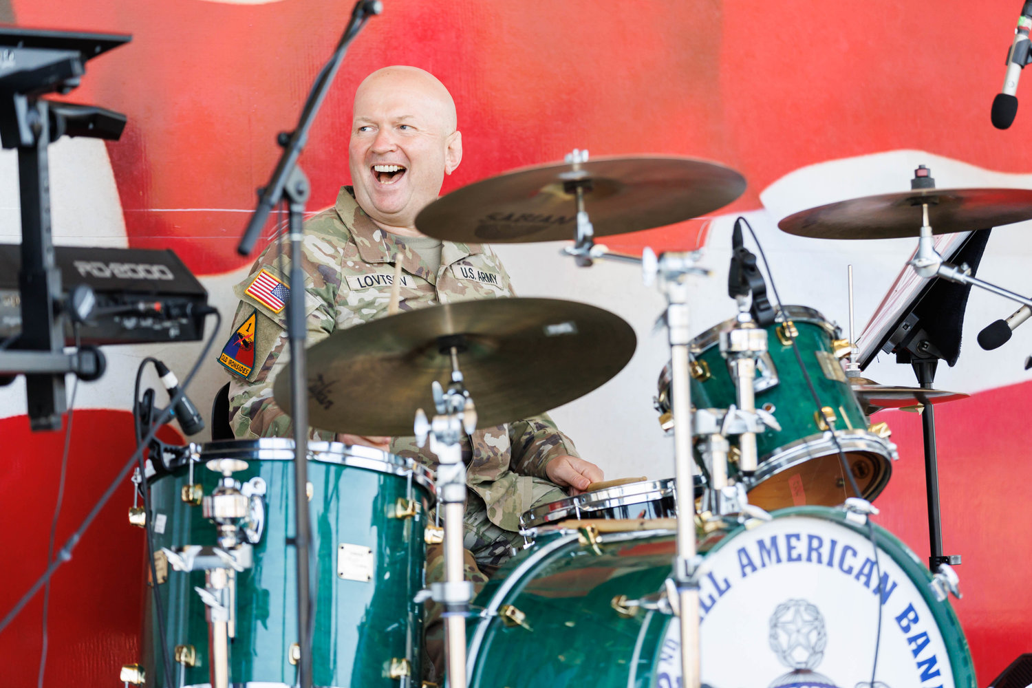 The 82nd Airborne Division's rock band provide entertainment during the All American Race on Fort Bragg on March 23, 2023.  Tony Wooten/CityView Media