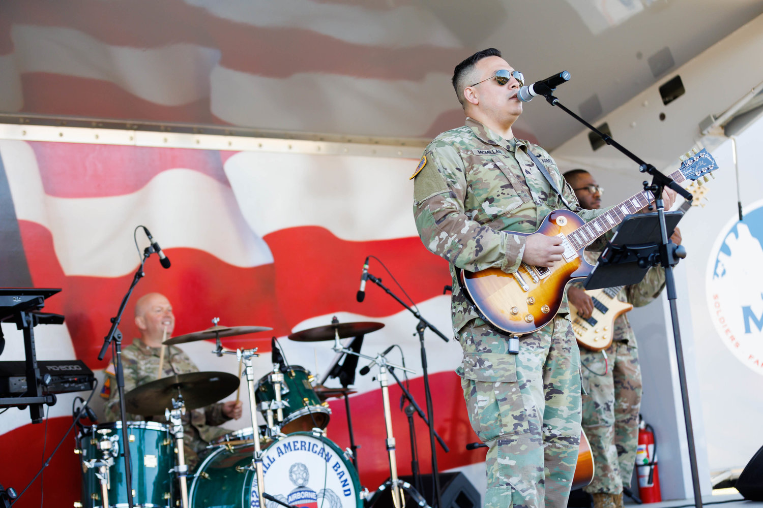 The 82nd Airborne Division's rock band provide entertainment during the All American Race on Fort Bragg on March 23, 2023.  Tony Wooten/CityView Media