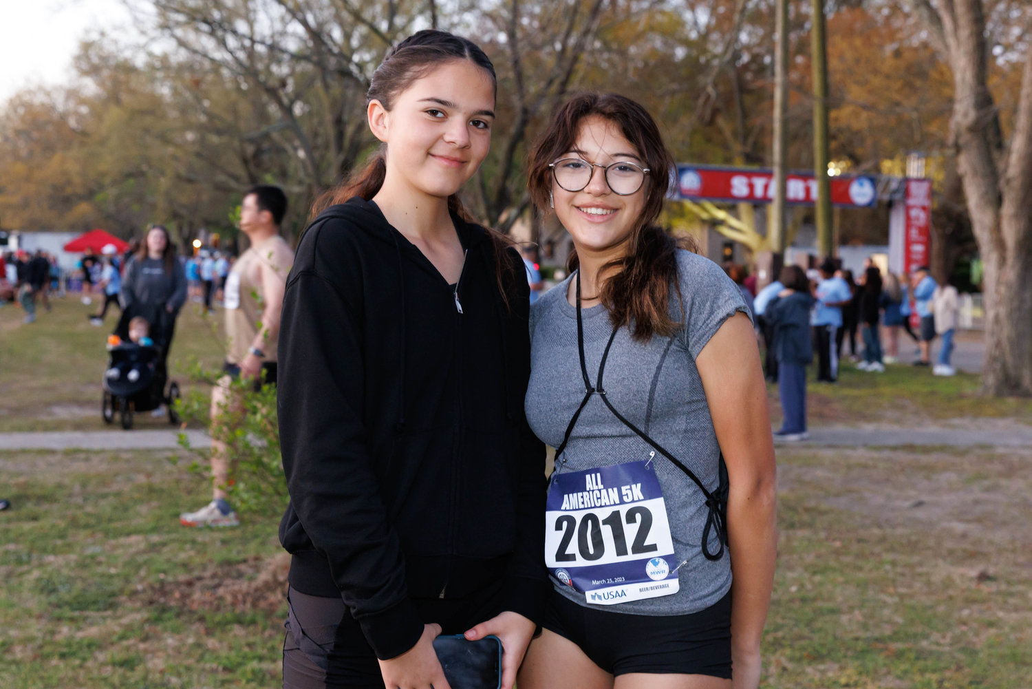 Bella Galvin and Sapphire Valadez prepare for the All American Races on  Fort Bragg on March 25, 2023.  Tony Wooten/CityView Media