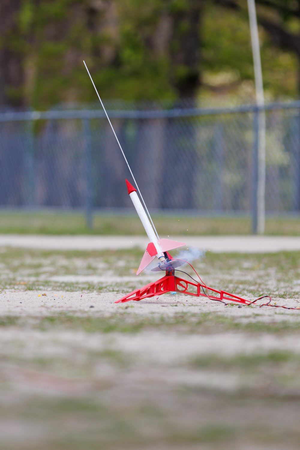 Students at Seventy-First Classical Middle School made rockets and launched them Wednesday in the back lawn of the school in a STEM exercise.