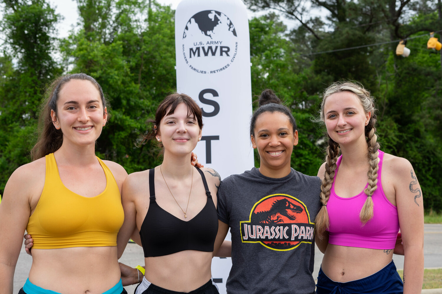 Alexandra VanHook, Lynlee Hedgepeth, Elizabeth Pope and Kinsey Alldaffer participate in the Mud Run.