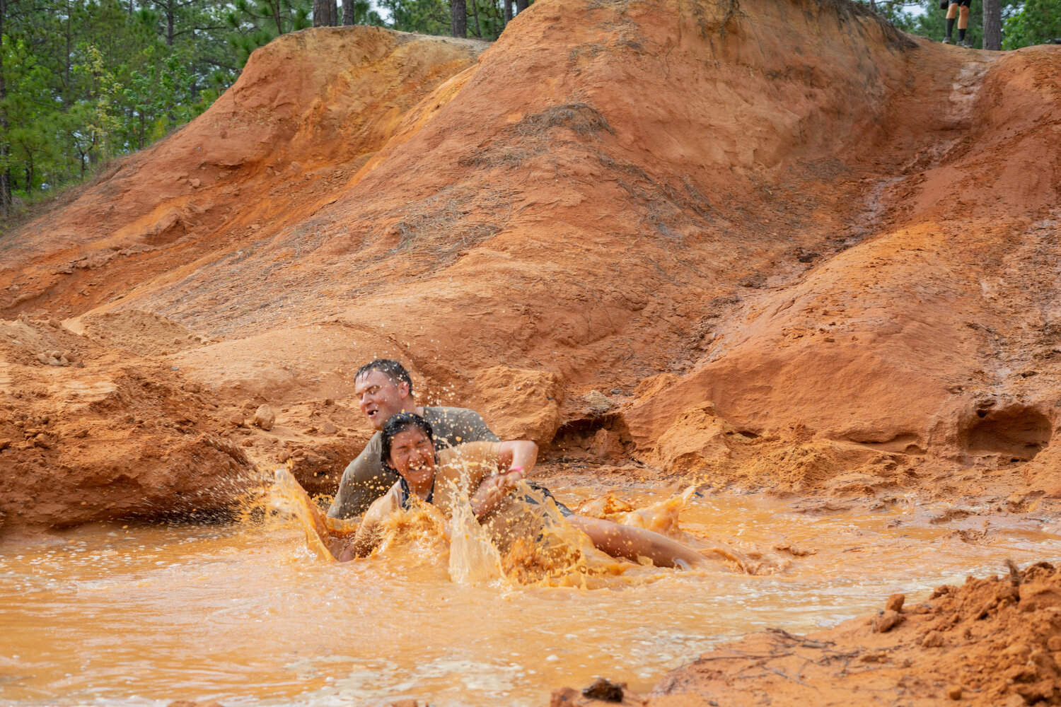 Cole Shumway and Nathaly Shumway participate in Fort Bragg's Mud Run on April 22 at McKellar's Lodge.