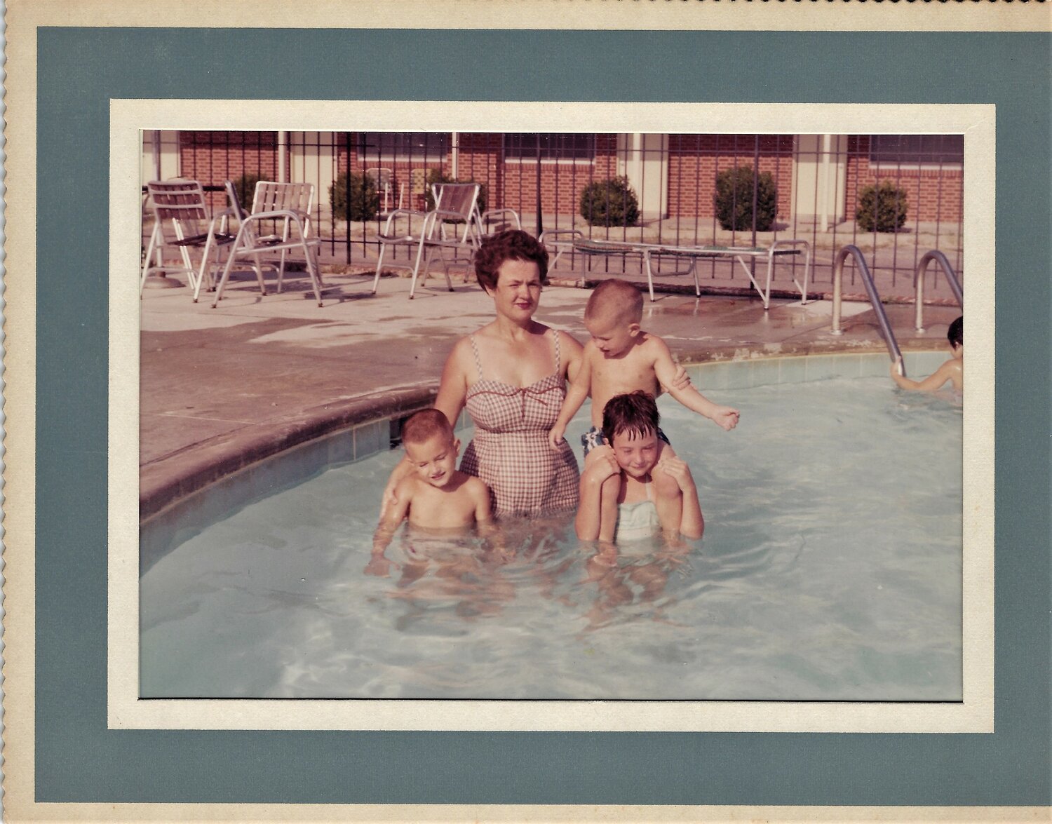 The pool at Fleming’s Motel in Atlantic Beach was the source of hours of summertime fun for my mom, Ruth Muriel; my sister, Jan; and my brother, Elliott. That’s me on the left.