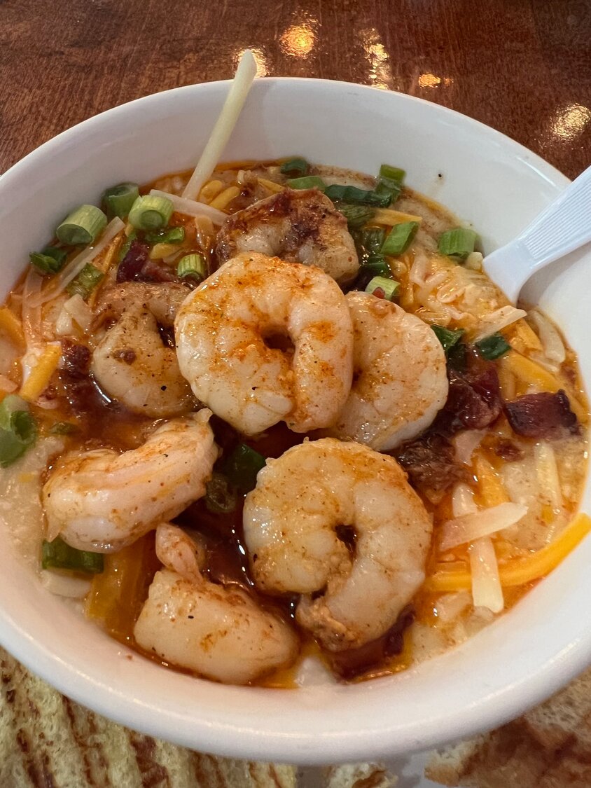 The shrimp and grits are popular at Country Boys Grill.