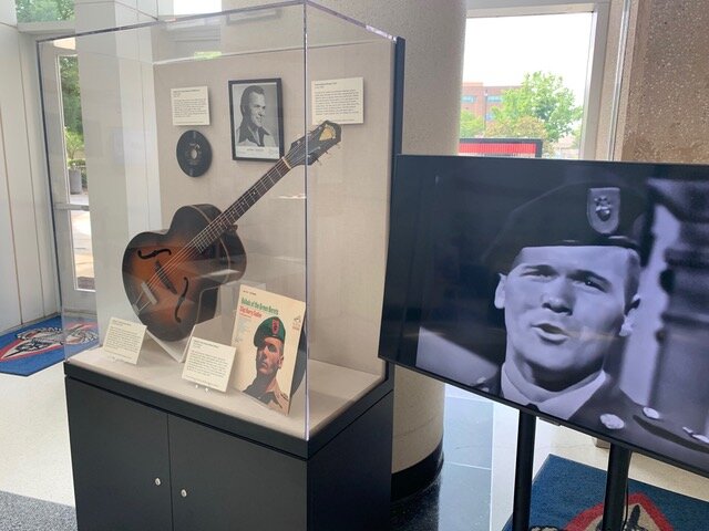 Army Staff Sgt. Barry Sadler's 1949 acoustic guitar, which he used to perform ‘The Ballad of the Green Berets” in 1985, is on exhibit at the Airborne & Special Operations Museum in downtown Fayetteville.